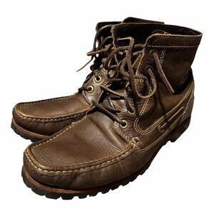 Mens brown Cole Haan lace up leather boat shoe ankle boot size 9.5